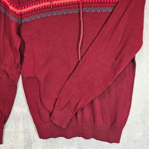 Carbon Womens Medium Hooded Sweater Red & Blue Stripes Knit Design - Picture 8 of 11